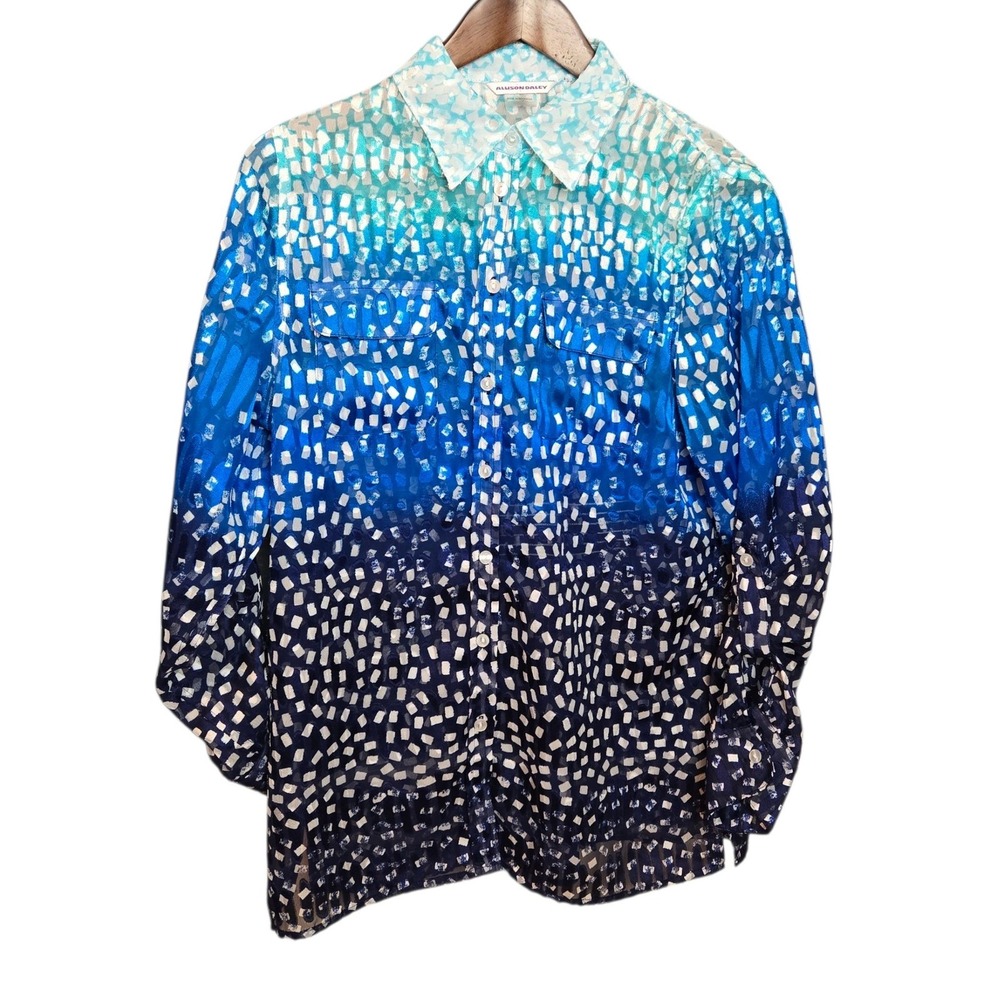 Alison Daley Button Down Top Ombre‎ Print Shirt Summer Spring Womens 8